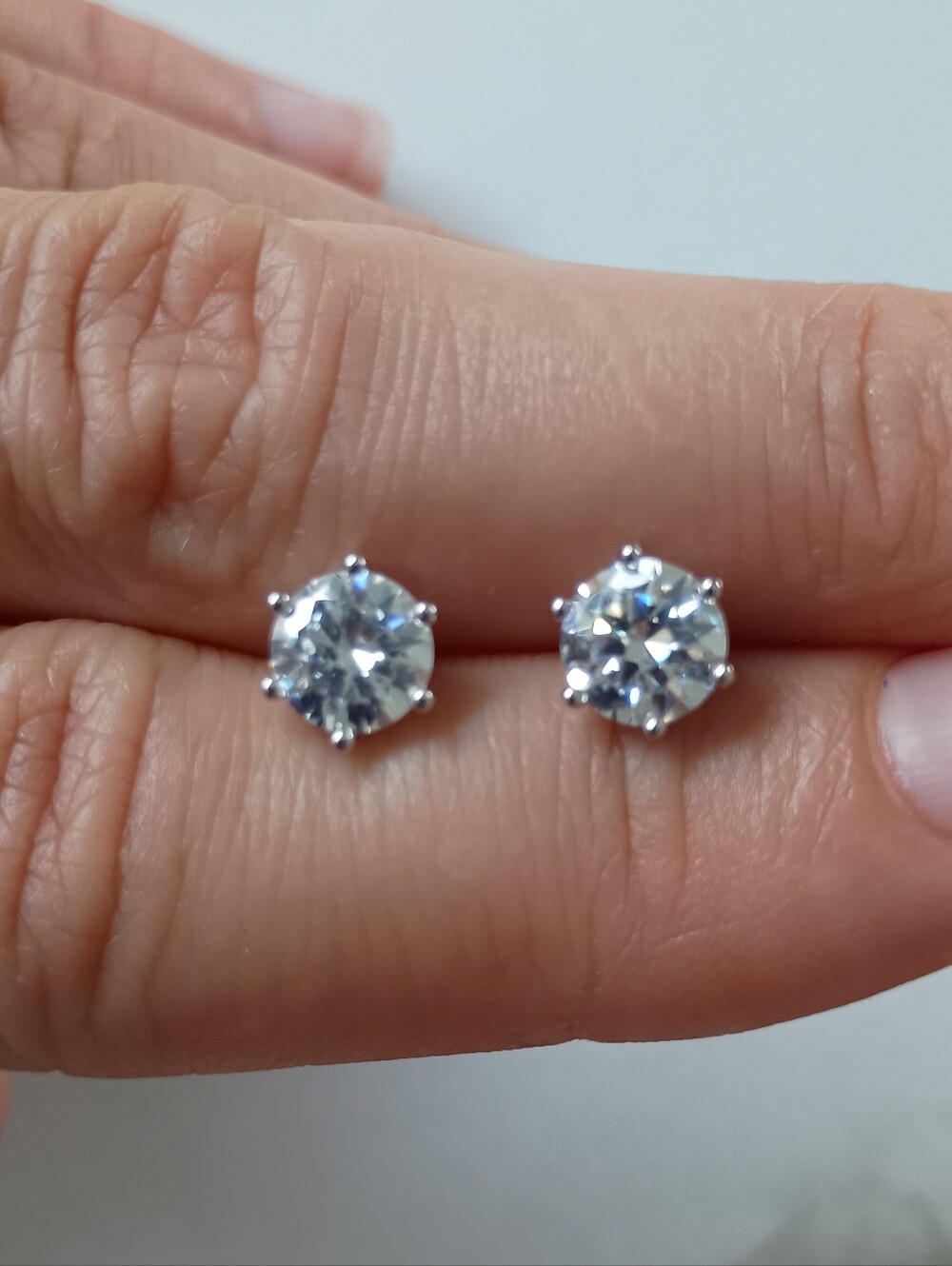 2CT Moissanite Prong Studs Earrings Real 925 Silver 18k G/P GRA Certificate